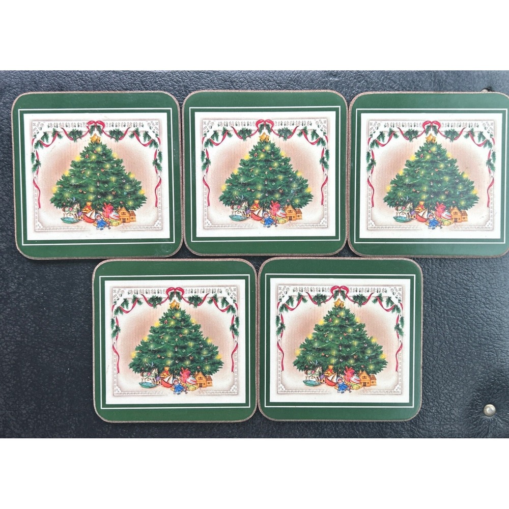 (5) ENGLISH LIFE Designer Coasters Victorian Christmas Tree